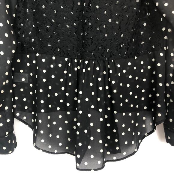 Candie's Womens Top Medium Polka Dot Tie Front Flowy Relaxed Casual Party Event - Picture 8 of 10